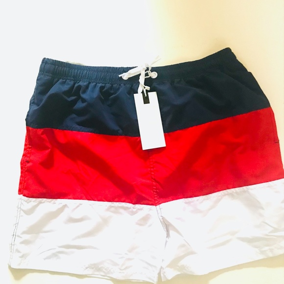 YuKaiChen Swimwear Red Blue White Beach Shorts - Picture 1 of 2